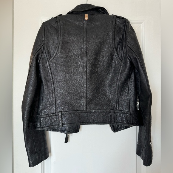 Aritzia Mackage Rumer Pebbled Real Leather Jacket Black(size xxs) - Picture 5 of 10